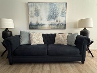 Dark Blue Sofa and Loveseat (living spaces)