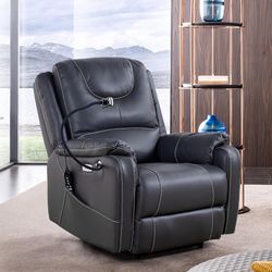 Zero Gravity Power Recliner with Massage, Heating & Phone Holder, Black