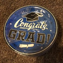 80 Blue “Congrats Grad” Paper Plates 