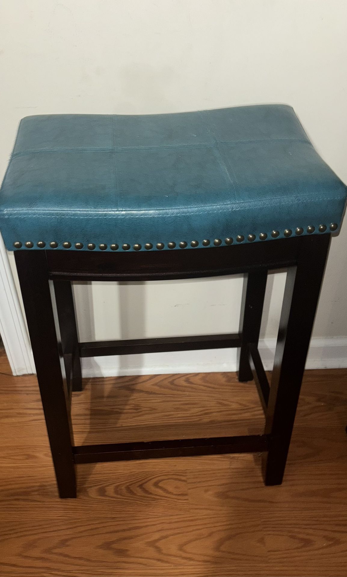 Blue/turqoise Wooden Stools. OBO