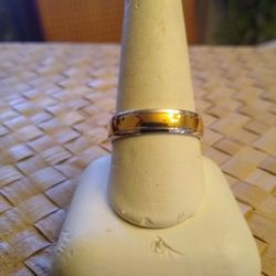 Man's 10k Two Tone High Polish Wedding Band 