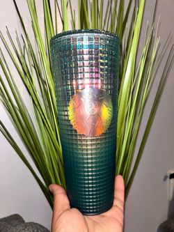 Starbucks 24 oz (Venti) Rainforest Green Grid Iridescent Tumbler