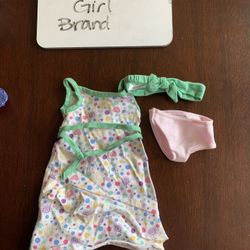 American Girl 18" doll outfit Spring polka dot dress headband