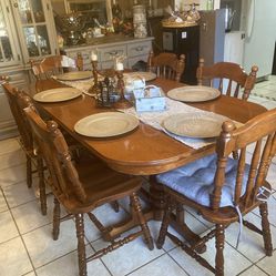 6 Chair - Brown Wooden Dining Room Table