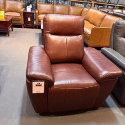 Top Grain Leather Power Reclining Arm Chair - Providence 