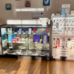Checkout Counter with Illuminated Display Case w/ Storage