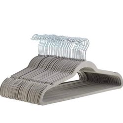 Pack of 30, Velvet, Non-Slip Suit Clothes Hangers, Gray