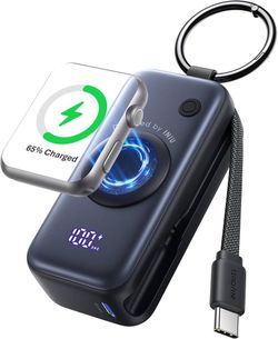 INIU SnapGo Portable Charger, 5000mAh Mini Power Bank for Apple Watch 20W Fast Charging, Travel Keychain, Built-in USB-C Cable, Flight-Safe, Battery P