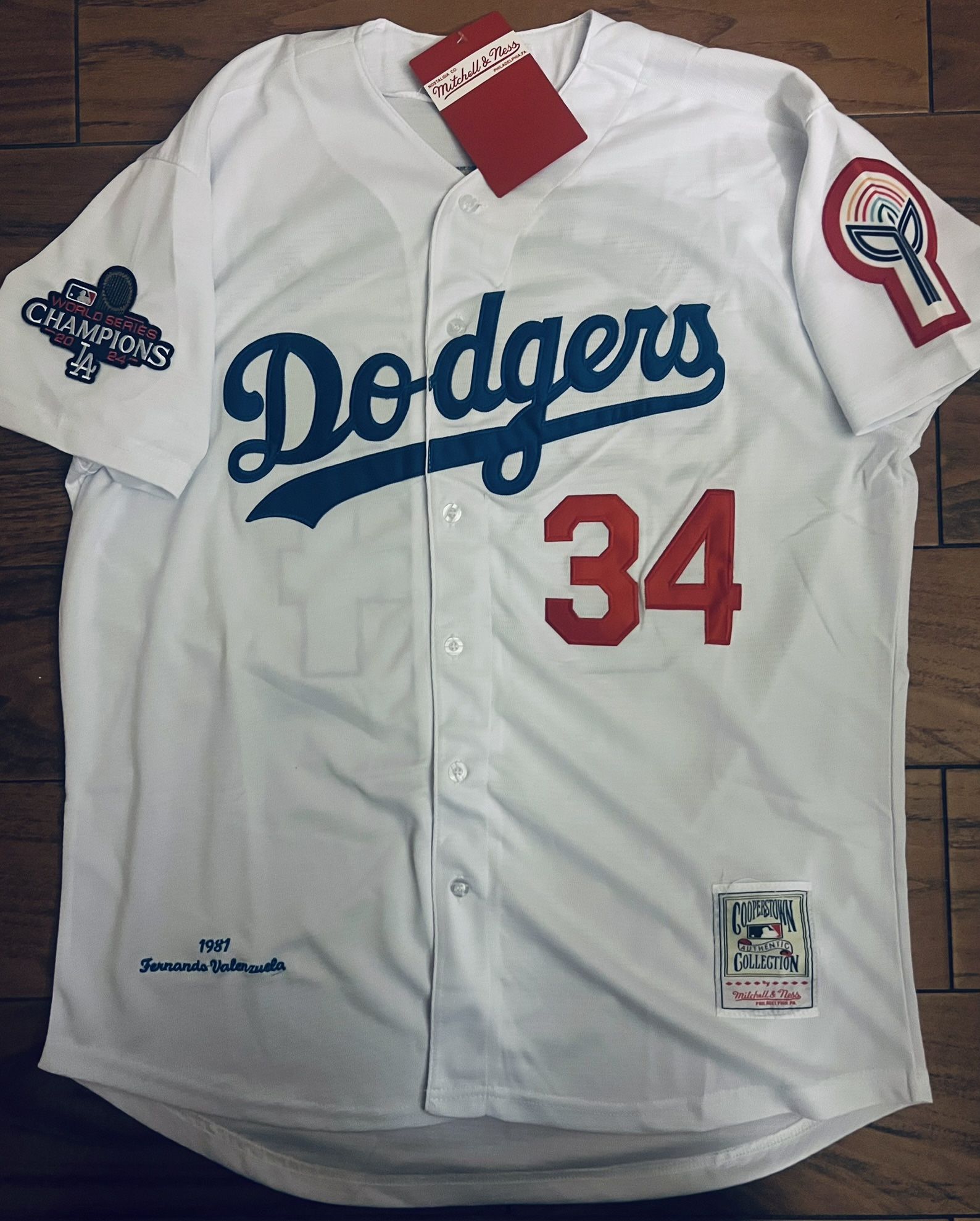 Dodgers World Series Champions Patch White Fernando Valenzuela 34