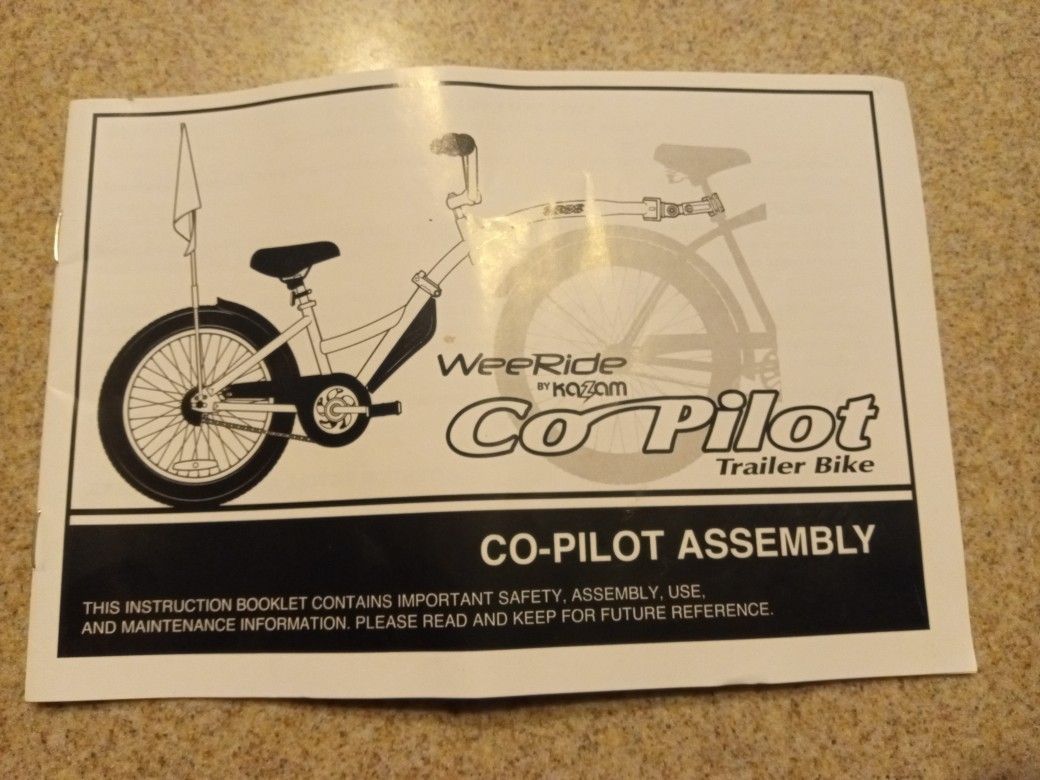 New: WeeRide Kazam CoPilot Trailer Bike Ner Used Out Of The Box