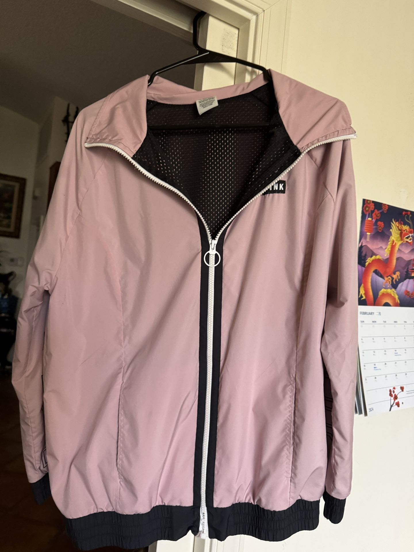 Windbreaker Jacket Full Zip Color Rose Pink Sz/S Women Clothing Victoria Secret