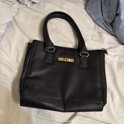 Moschino Handbag Black Leather with compartments (Fits small laptop)
