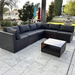 7pc Outdoor Patio Furniture Sectional Couch