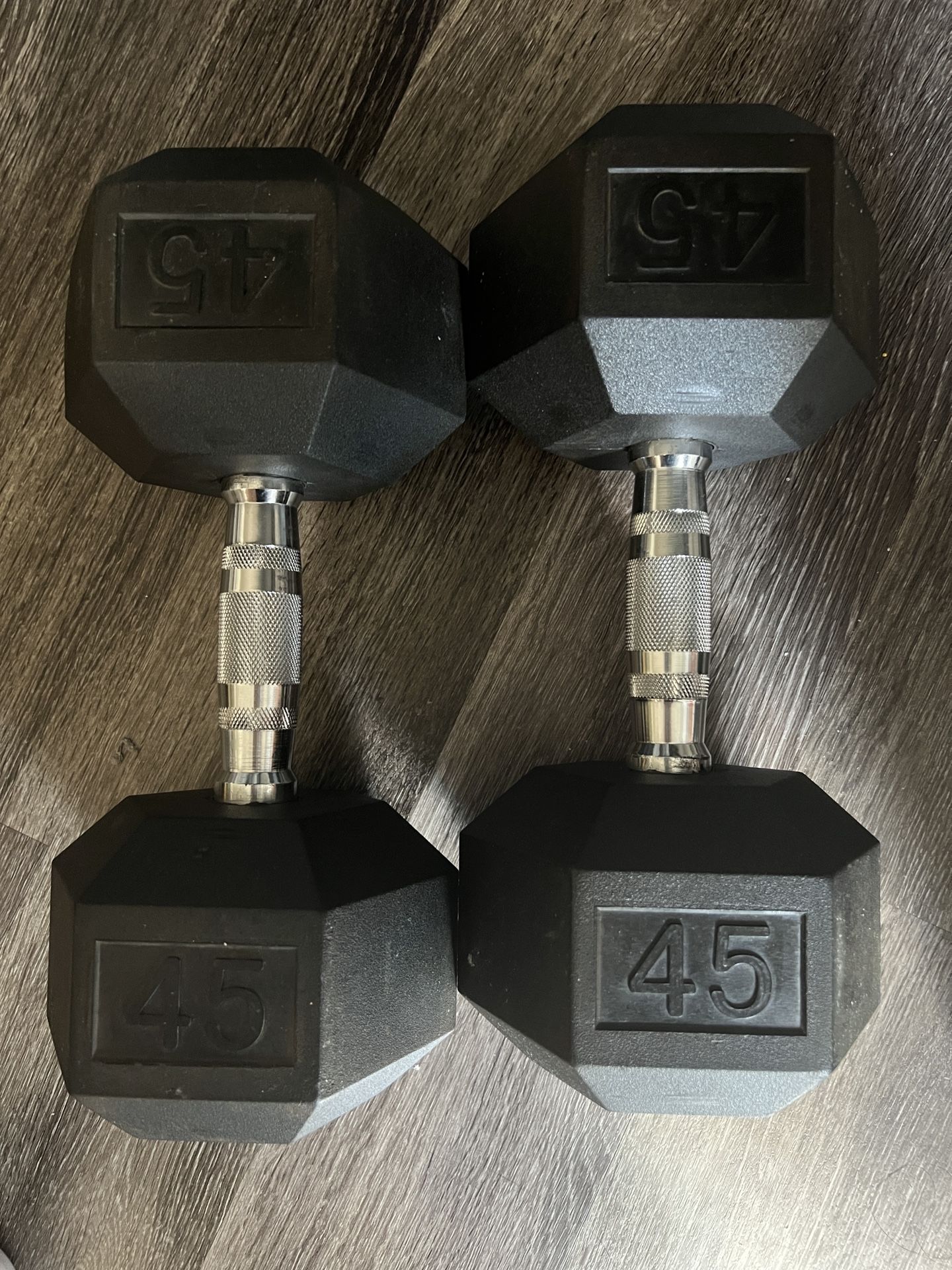 45 lbs / pounds rubber dumbbell x2