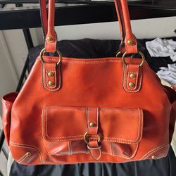 Orange faux leather bag