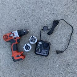 Black & Decker 12V cordless lithium battery drill.