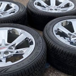 22” GMC Yukon Denali Sierra Cadillac Escalade Chevy Suburban Chevrolet Rims Tires New Chrome 