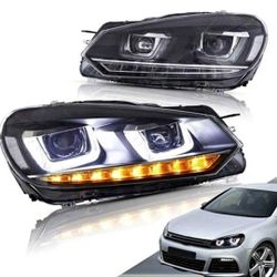 10-14 Volkswagen Golf 6 Mk6 LED DRL Projector  Headlights Luces Micas Calaveras Faros Faroles Focos Headlamps 