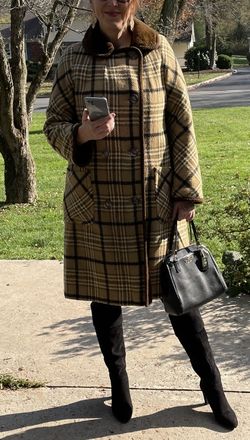 Reversible Wool Plaid And Faux Fur Coat