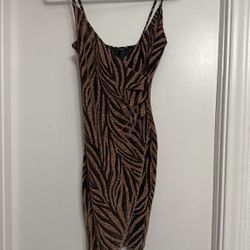 Vestido Para Fiestas Dorado Con Negro Size M