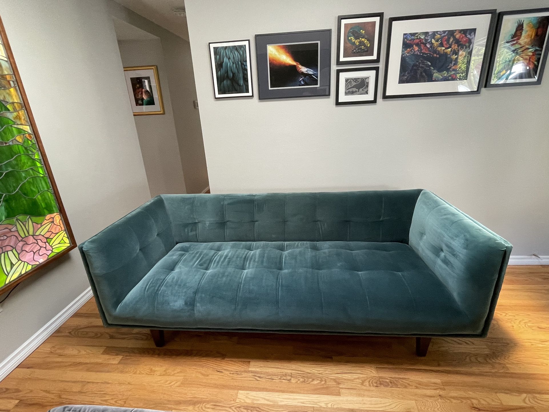 Article Cirrus Sofa In Pacific Blue Velvet
