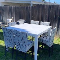 Barn Style Dining Table Set With 6 Chairs 