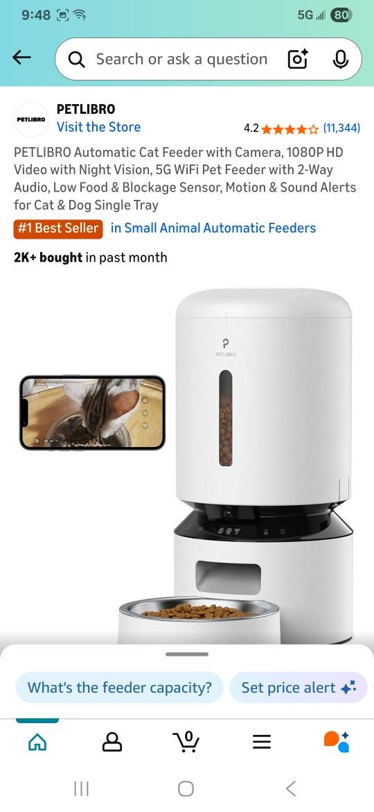 Petlibro Automatic Cat Feeder With Camara 1080P HD Video With Night Vision New In Box Pick Up In Pomona $80