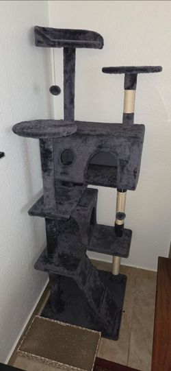 70" Dark Gray Cat Tree Tower