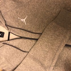 Jordan Men's Nike AJ Jumpman Full Zip Basketball Hoodie-Heather Grey