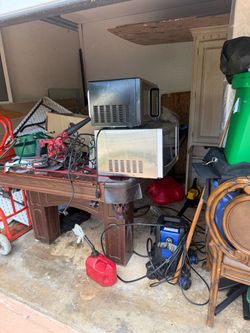 Free king size mattress and box pool table and dressers stand up cabinet
