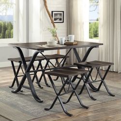 5-Piece Dark Walnut Dining Set