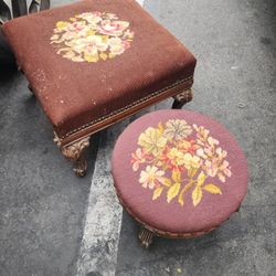 Antique Victorian Needlepoint Footstools