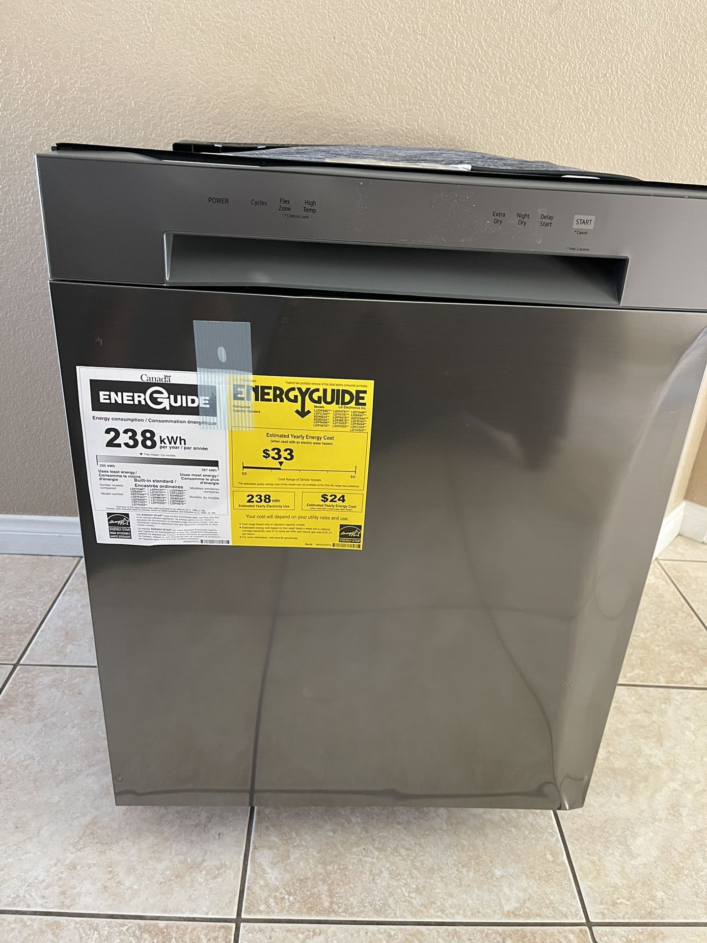 LG Front Control Dishwasher with NeveRust Stainless Steel Tub and Dynamic Dry