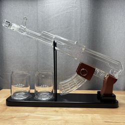AK-47 Shaped Glass Whiskey Decanter Set
