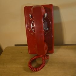 Vintage Red Rotary Telephone Western Electric Model 554 BMP