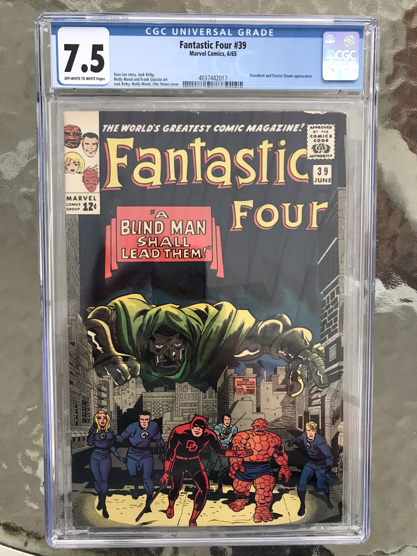 Fantastic Four #39 (1965) CGC 7.5 — O/w to White Pages; Dr. Doom & Daredevil app