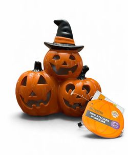 Halloween Trio Stacked Pumpkins Light-Up Decoration
