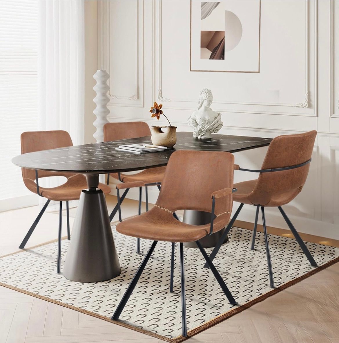Brown Leather Dining Chair set of 2