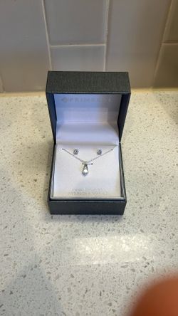 Cubic Zirconia Sterling Silver Necklace & Earrings