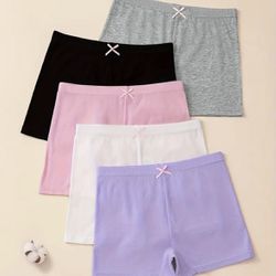 5 Pack Girls Shorts Size 5T Pink Purple White Black Gray NEW