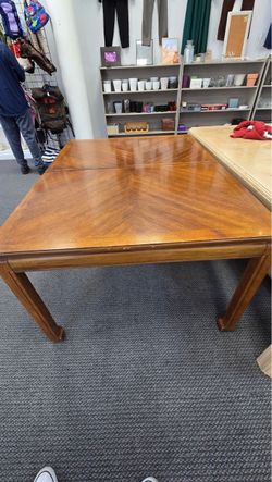 Wood Dining Table with Parquet Top