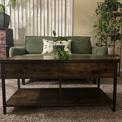 MONVANE 40” Lift Top Coffee Table w/ Storage – Rustic Brown