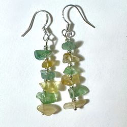 Green and Yellow Fluorite Earrings