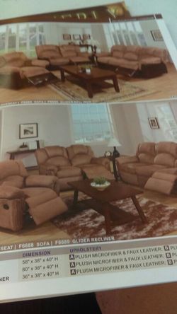 3PC sofa and love seat and chair special for you with 5 recliner $1099.00