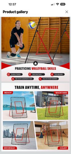 Volleyball Rebounder Net, 7x4 ft Adjustable Bounce Back