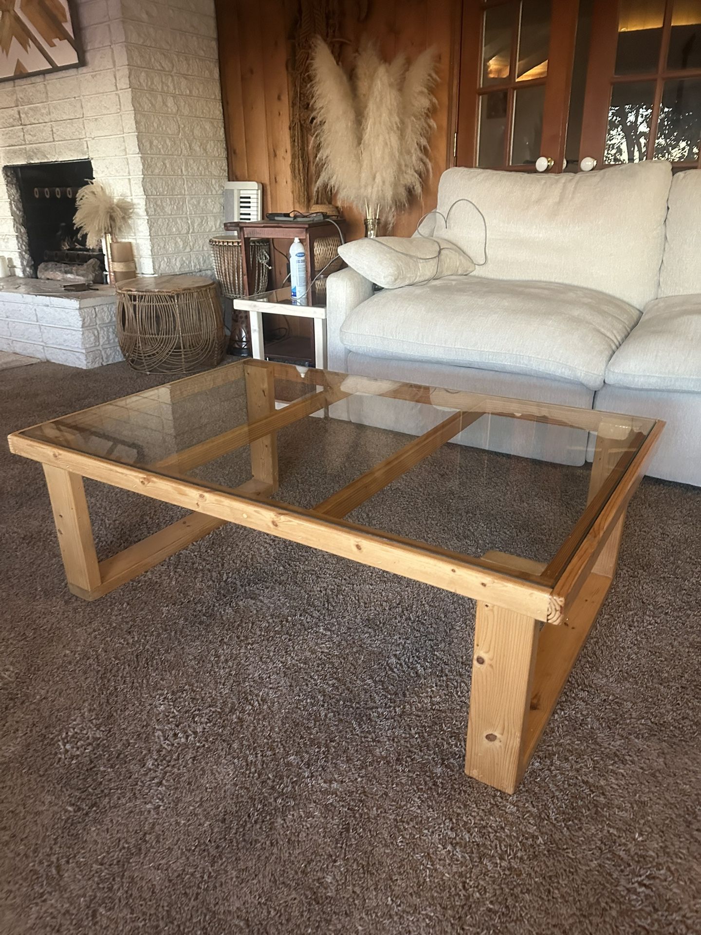 Glass And Wood Coffee Table