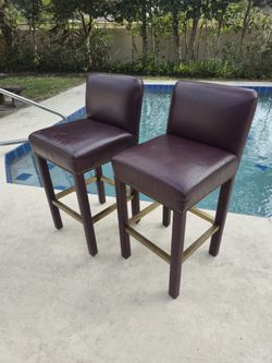 Bar Stools Counter Stool Set Of 2 High Back Brown Leather Chair Christopher Knight Kitchen Counter Chairs
