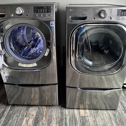 LG Front Load Washer & Dryer w/ Pedestals