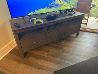 Dark Brown Wood TV Stand with Drawers
