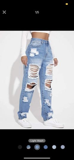 SHEIN Ripped Boyfriend Jeans